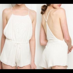 brandy melville white croquet rhett romper